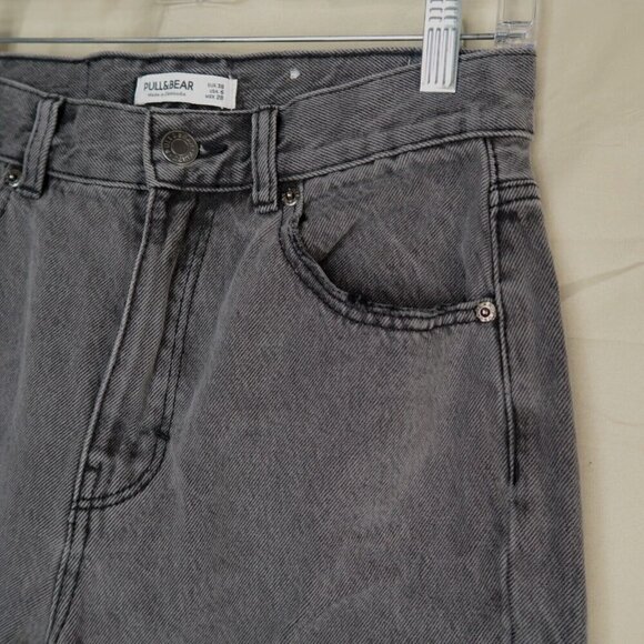 Pull & Bear High Waist Mom Jeans Gray Denim Cotton Straight Leg Women's Size 6 - Picture 3 of 13